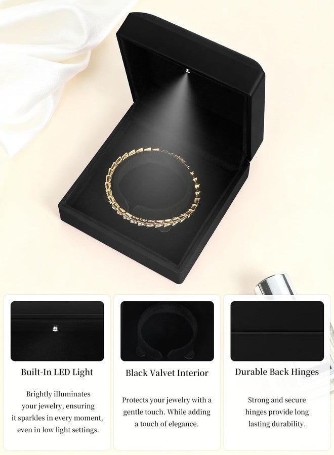 Hatori Luxury Bracelet Box, Velvet Jewelry Bangle Box Storage Case Organizer Holder with LED Light for Wedding, Engagement, Proposal, Birthday and Anniversary - Image 3